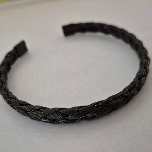 Black Braided Stainless Steel Bangle Bracelet
